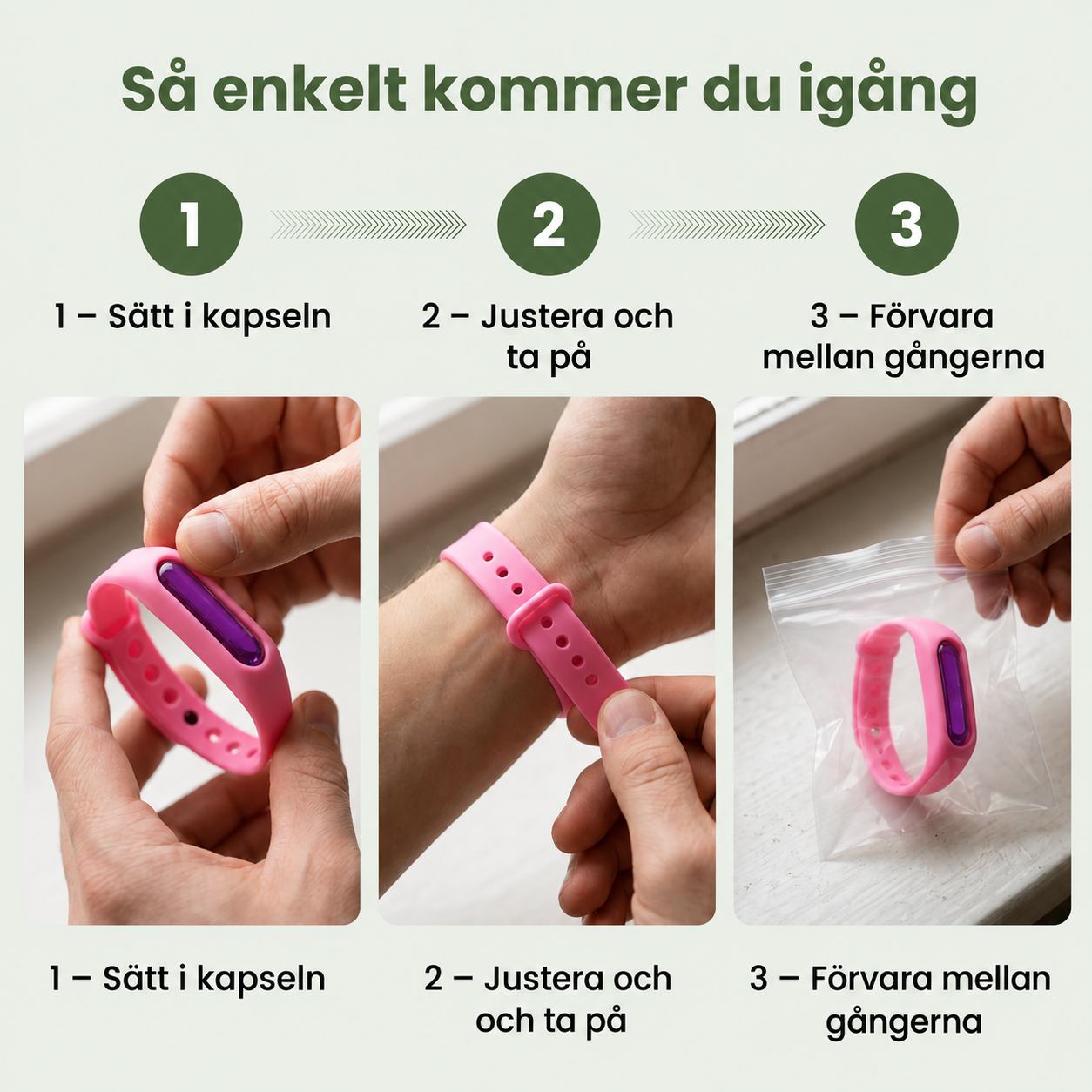Norillo BiteShield myggearmbånd med udskiftelig duftkapsel