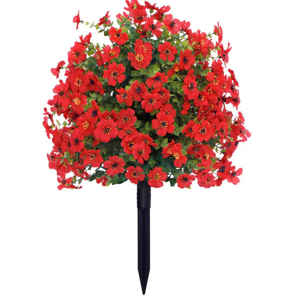 FloraLux kunstige blomster på en altan