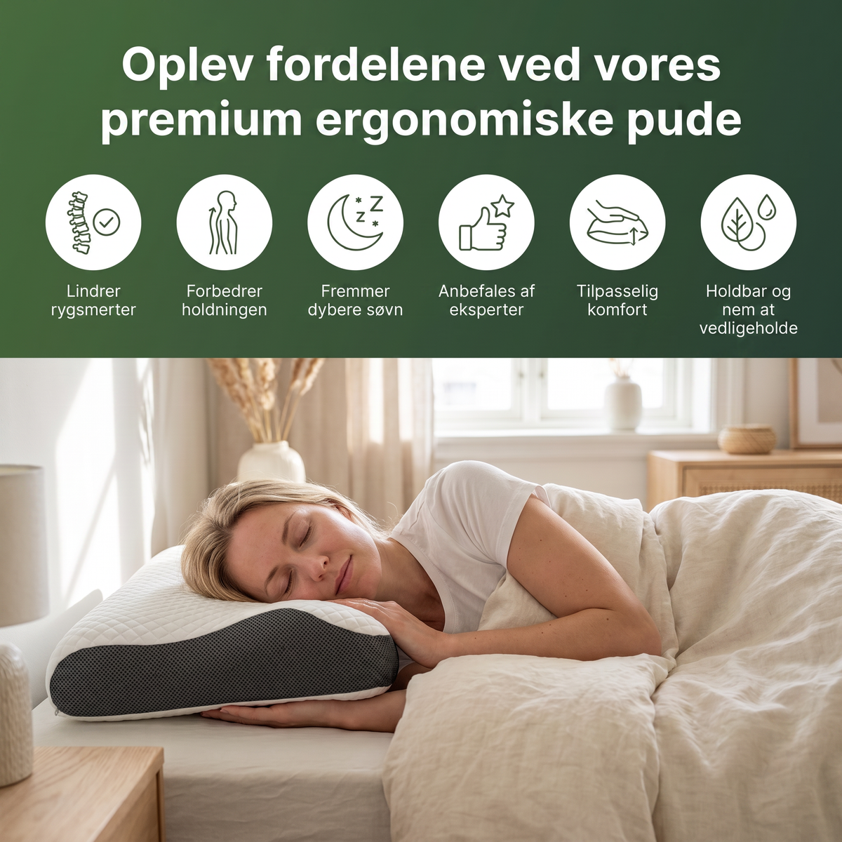 Ergonomisk nakkepude fordele - dansk infografik