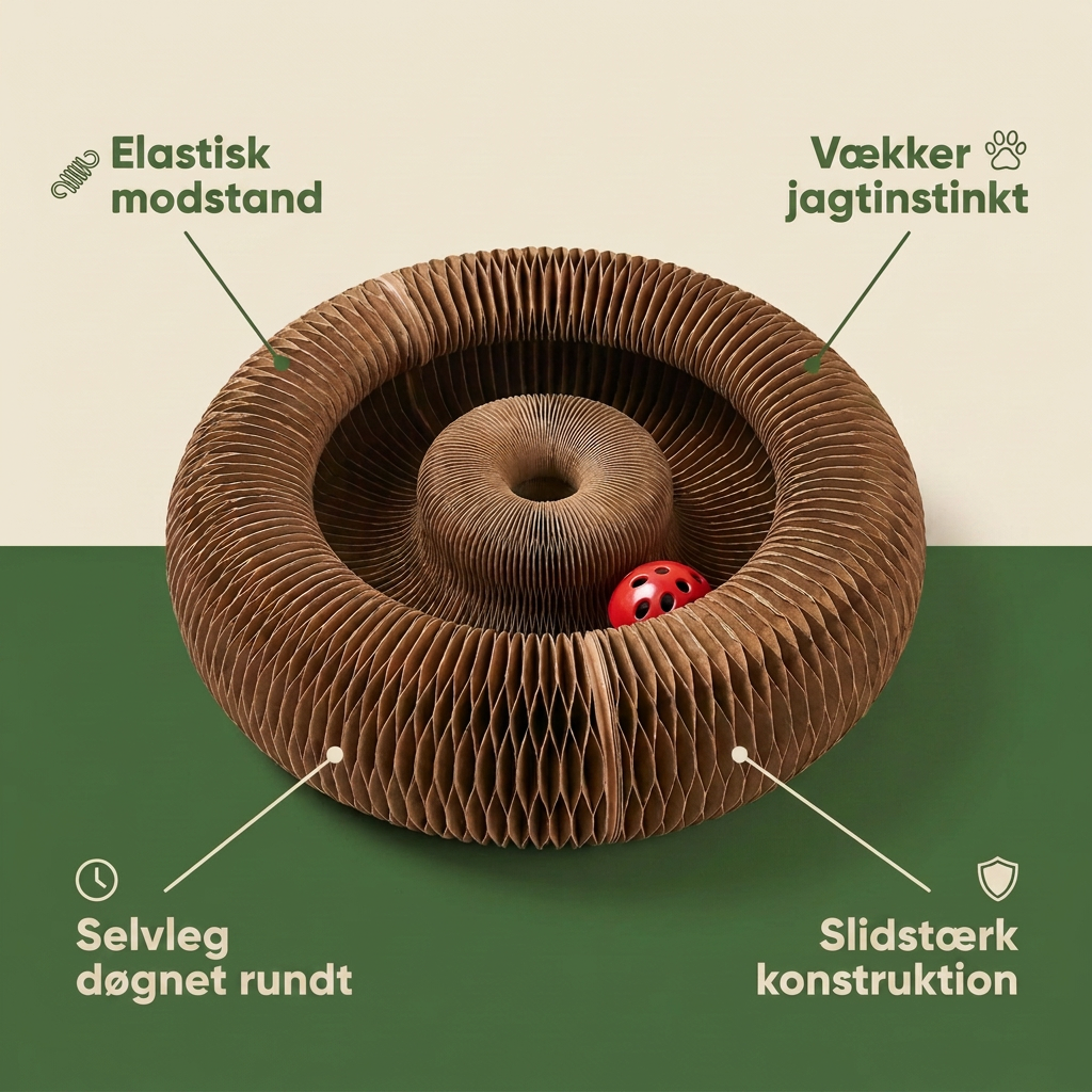 Elastisk modstand, Vækker jagtinstinkt, Selvleg døgnet rundt, Slidstærk konstruktion