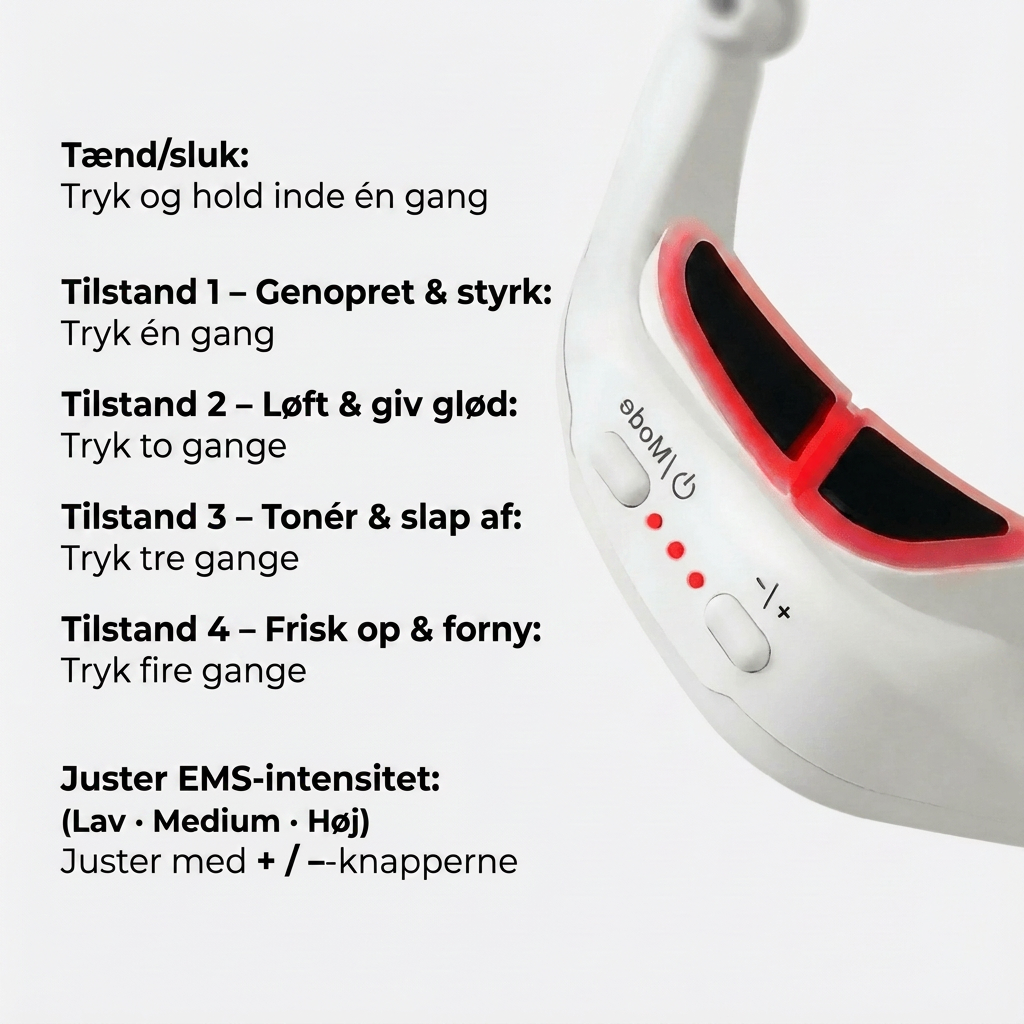Knapguide - tænd sluk og tilstande