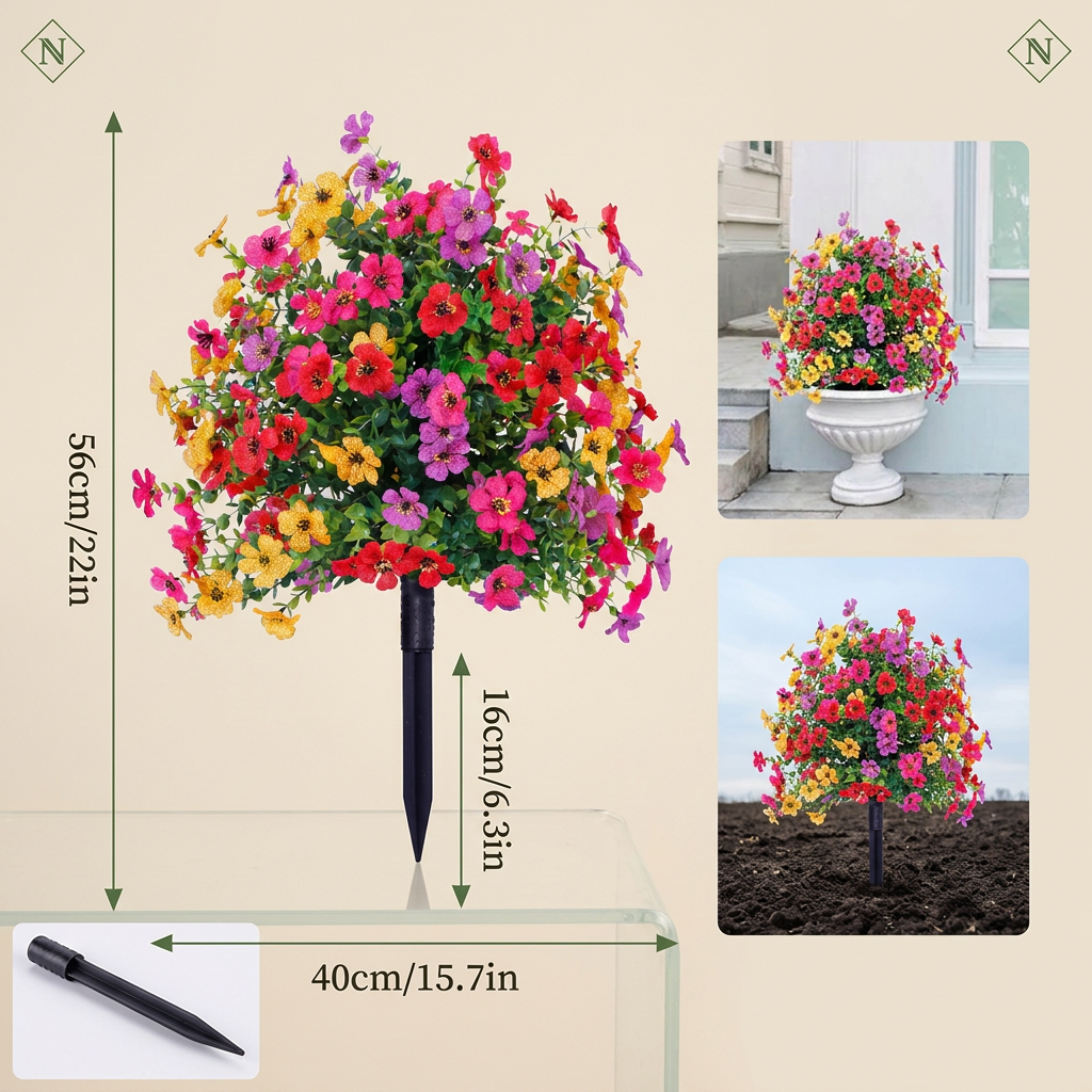 FloraLux kunstige blomster med produktdetaljer