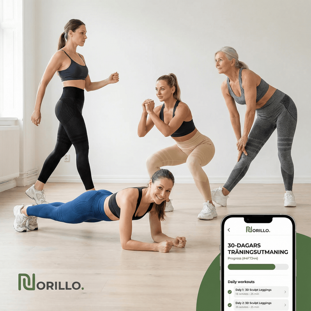 Norillo 3D Sculpt Leggings med 30-dages træningsprogram