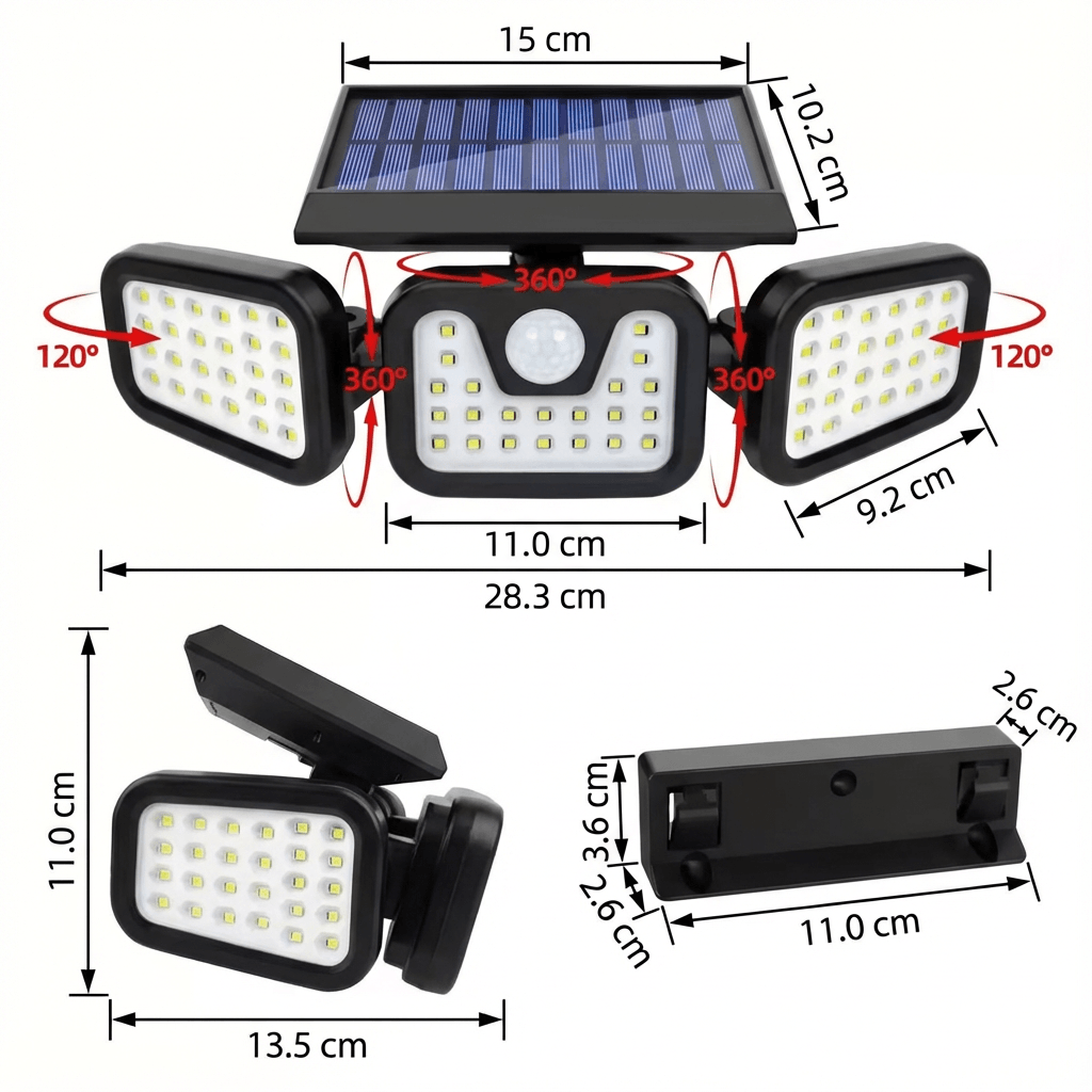 Norillo solcellelampe med 212 LED-pærer
