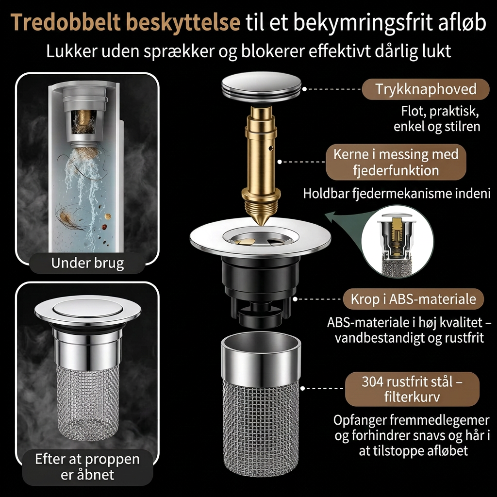 Norillo afløbsfilter tredobbelt beskyttelse