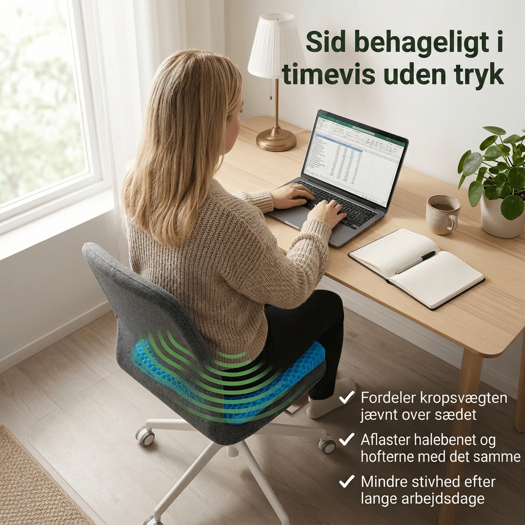 Sid behageligt i timevis uden tryk