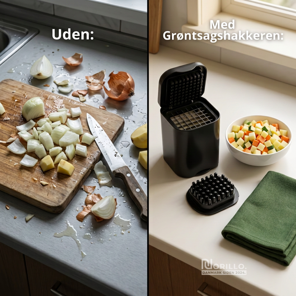 Uden vs Med Groentsagshakkeren - dansk