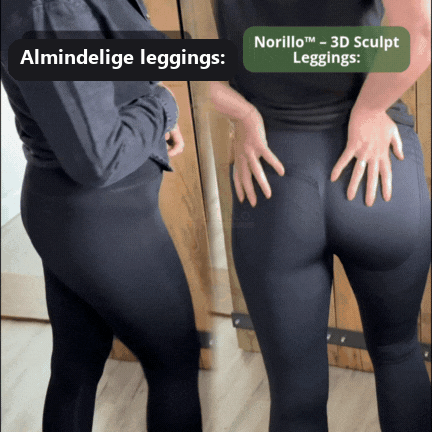 Almindelige leggings vs Norillo 3D Sculpt Leggings sammenligning
