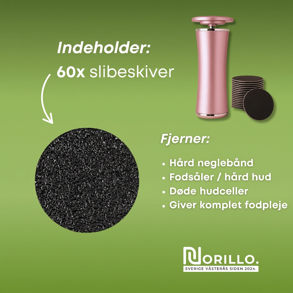 Indeholder 60x slibeskiver - fjerner hård hud