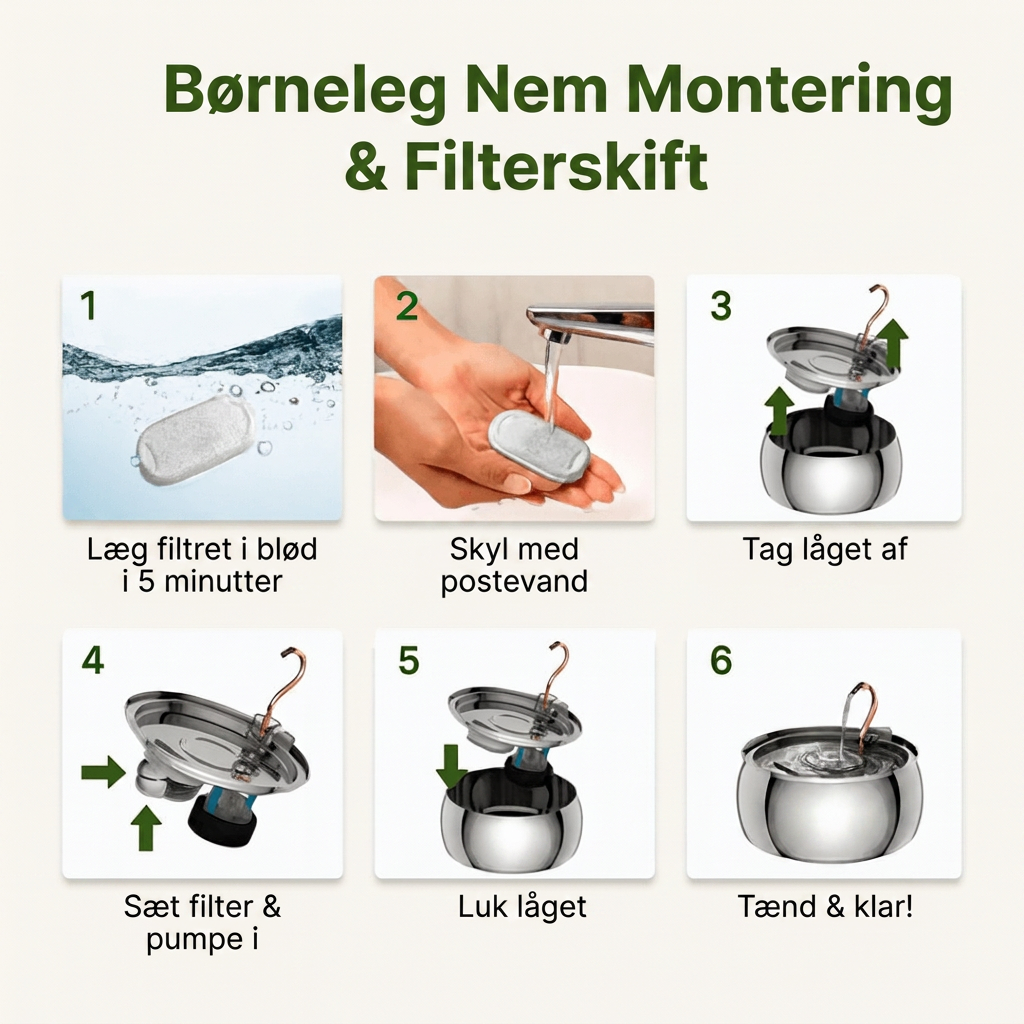 Børneleg nem montering og filterskift