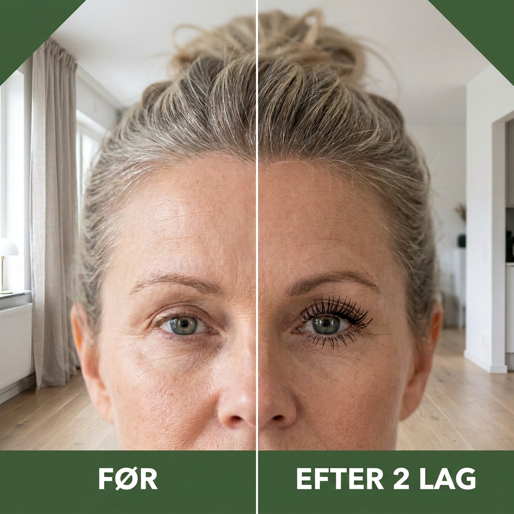 Før og efter 2 lag mascara