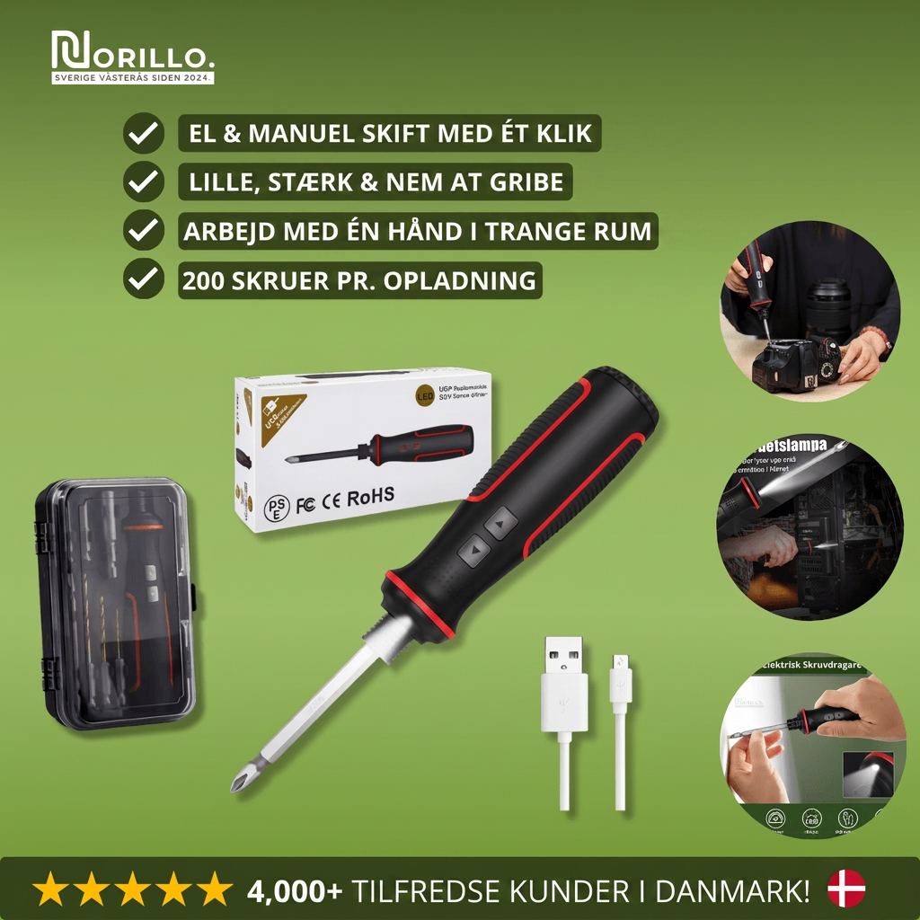 Elektrisk og manuel skruetrækker funktioner