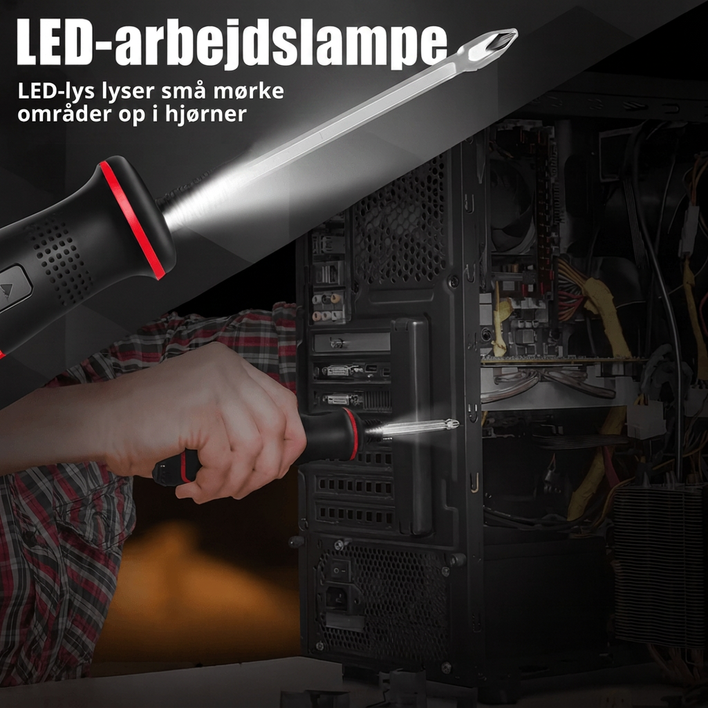 LED-arbejdslampe lyser mørke områder op
